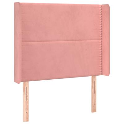 Hoofdbord met randen 163x16x78/88 cm fluweel roze - thumbnail