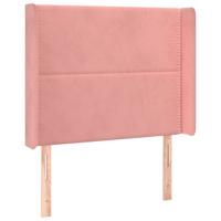 Hoofdbord met randen 183x16x78/88 cm fluweel roze - thumbnail