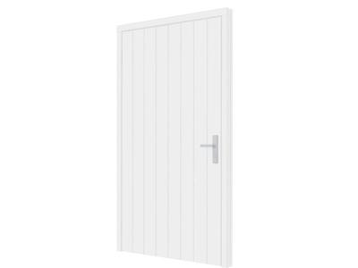 Trendhout Plaatdeur enkel XL - linksdraaiend - 120x211,5 cm + kozijn 133,4x218,9 cm - wit (incl. hang en sluitwerk)- - Hout- Trendhout