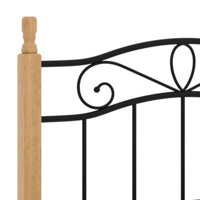 Bedframe metaal en massief eikenhout zwart 100x200 cm Bedframe metaal en massief eikenhout zwart 100x200 cm