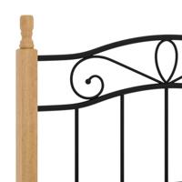 Bedframe metaal en massief eikenhout zwart 100x200 cm - thumbnail