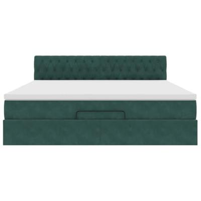 Ottoman bed met matras en LED's 180x200 cm fluweel donkergroen