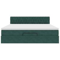 Ottoman bed met matras en LED's 180x200 cm fluweel donkergroen - thumbnail
