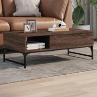 Salontafel 100x50x35 cm bewerkt hout en metaal bruin eikenkleur - thumbnail