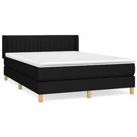 Boxspring met matras stof zwart 140x190 cm - thumbnail