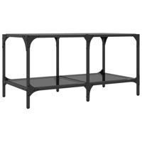 Salontafel met zwart glazen blad 78,5x40x40 cm staal - thumbnail