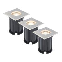 Set van 3 LED Grondspots vierkant buiten - Dimbaar - GU10 - 2700K warm wit - 4 Watt 345 lumen - Tuinspot - Oprit - RVS - IP65 Waterdicht - thumbnail