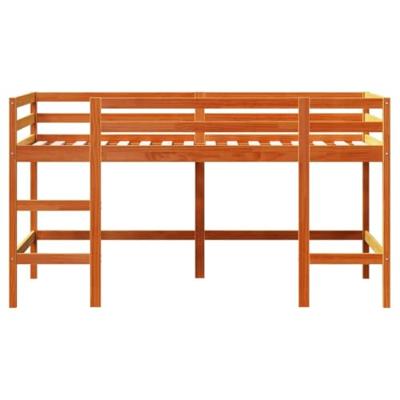Kinderhoogslaper met ladder 80x200 cm massief grenenhout bruin Kinderhoogslaper met ladder 80x200 cm massief grenenhout bruin