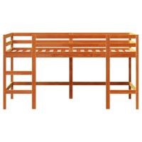 Kinderhoogslaper met ladder 90x200 cm massief grenenhout bruin - thumbnail