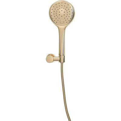 Wiesbaden UniMatch - Handdoucheset met Handdouche - 3 standen - 12cm diamater - Doucheslang en Wandhouder - Kantelbaar - Geborsteld Messing