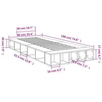 Bedframe bewerkt hout gerookt eikenkleurig 90x190 cm - thumbnail