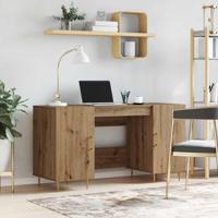 Bureau met plank artisanaal eikenkleurig Bewerkt hout - thumbnail