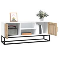 Tv-meubel 105x30x45 cm bewerkt hout wit - thumbnail