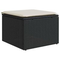 7-delige Loungeset met kussens poly rattan zwart - thumbnail