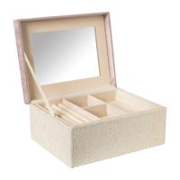Sieradendoos met spiegel - lichtroze - 28x19.5x11 cm - thumbnail