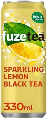 Fuze Tea frisdrank, bruisend, sleek blik van 33 cl, pak van 24 stuks, zwarte thee
