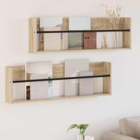 Tijdschrift Rek met plank 2 pcs Sonoma Eiken 100 x 12 x 30 cm - thumbnail