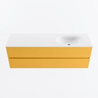 MONDIAZ VICA 150cm badmeubel onderkast Ocher 2 lades. Wastafel MOON rechts zonder kraangat, kleur Talc. - thumbnail