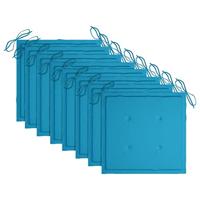 Tuinstoelen 8 st met kussens massief teakhout - thumbnail