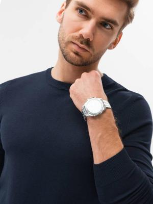 Edoti - Heren Sweater - Navy - Blauw - Ronde Hals Edoti - Heren Sweater - Navy - Blauw - Ronde Hals