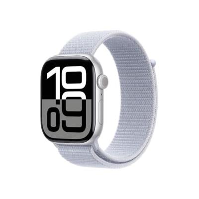 Apple Watch Series 10 GPS 46 mm Aluminium kast Sport loop Blauwe wolk