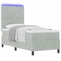 Boxspring bed met matras Lichtgrijs 80 x 200 cm Fluweel - thumbnail