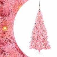 VidaXL Kerstboom met 300 led met standaard roze 180 cm pvc - thumbnail