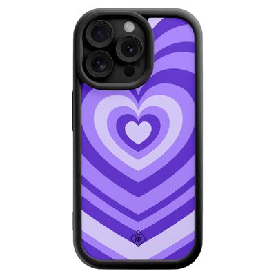 iPhone 15 Pro Max zwarte case - Hart swirl paars iPhone 15 Pro Max zwarte case - Hart swirl paars