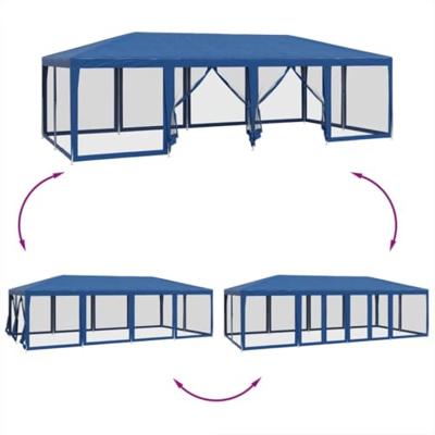 VidaXL Partytent met 12 mesh zijwanden 8x4 m hdpe blauw VidaXL Partytent met 12 mesh zijwanden 8x4 m hdpe blauw