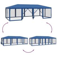 Partytent met 12 mesh zijwanden 8x4 m HDPE blauw - thumbnail