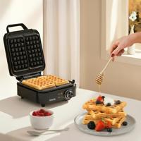 Compacte wafelmaker - HKoeNIG - GFX420 - 1200 W - Instelbare temperatuur - Zwart - thumbnail