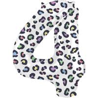 Folieballon Cijfer 4 Wit Met Panterprint (86cm) - thumbnail
