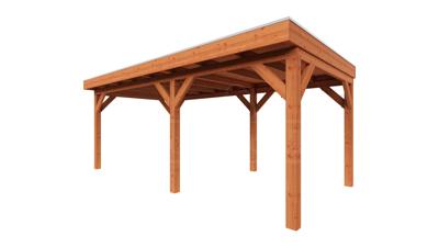 Trendhout Overkapping Refter XL 615x340 cm- Plat dak- Onbehandeld lariks Douglas hout- Trendhout