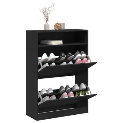 Schoenenkast met 2 klaplades 80x34x116 cm zwart