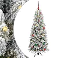VidaXL Kunstkerstboom wit 150 cm pvc en plastic en staal en pe - thumbnail