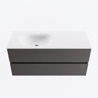 MONDIAZ VICA 110cm badmeubel onderkast Dark Grey 2 lades. Wastafel MOON links 1 kraangat, kleur Talc. - thumbnail