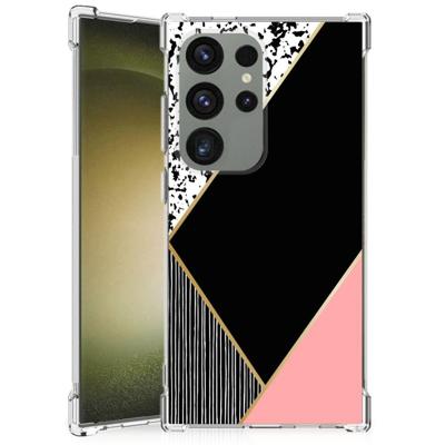 Samsung Galaxy S24 Ultra Shockproof Case Zwart Roze Vormen Samsung Galaxy S24 Ultra Shockproof Case Zwart Roze Vormen