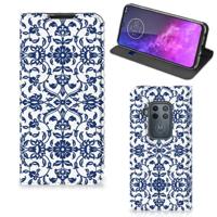 Motorola One Zoom Smart Cover Flower Blue - thumbnail