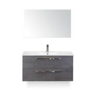 Seville Badmeubelset 100 cm - Beton Antraciet - Keramische Wastafel Wit Enjoy - met Spiegel - thumbnail