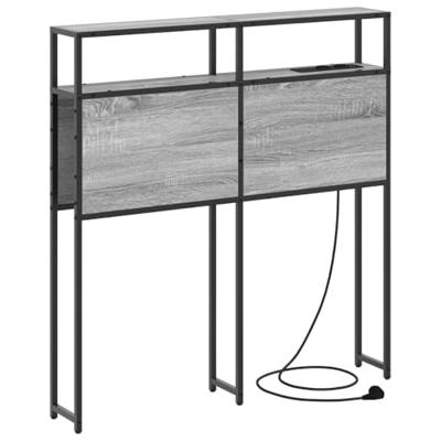 Opberghoofdbord met plank Grijs sonoma 80 cm Bewerkt hout