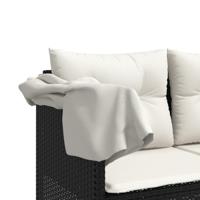 5-delige Loungeset met kussens poly rattan zwart - thumbnail