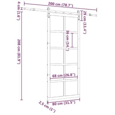 Schuifdeur Bruin 80 x 208 cm Massief grenenhout