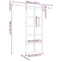 Schuifdeur Bruin 80 x 208 cm Massief grenenhout - thumbnail