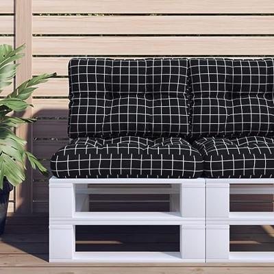 VidaXL Palletkussens 2 st stof ruitpatroon zwart VidaXL Palletkussens 2 st stof ruitpatroon zwart