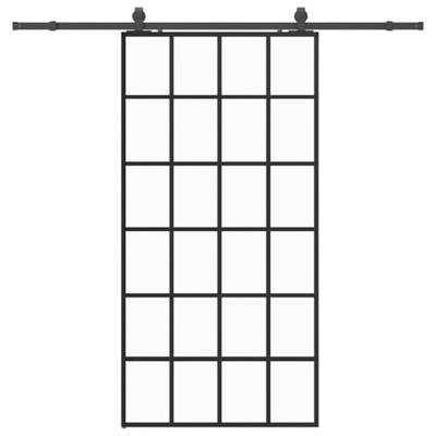 Schuifdeur met beslagset 102x205 cm ESG glas zwart