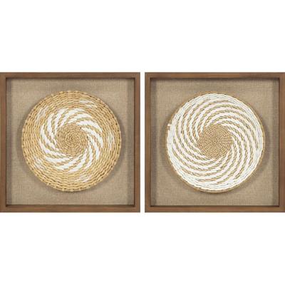 Schilderij Home ESPRIT Wit Beige Boho 35 x 3,6 x 35 cm (2 Stuks)