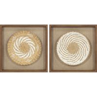 Schilderij Home ESPRIT Wit Beige Boho 35 x 3,6 x 35 cm (2 Stuks) - thumbnail