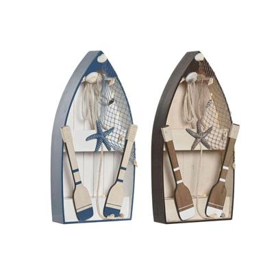 Decoratieve figuren Home ESPRIT Blauw Wit Bruin 20 x 7 x 40 cm (2 Stuks) Decoratieve figuren Home ESPRIT Blauw Wit Bruin 20 x 7 x 40 cm (2 Stuks)