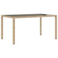 7-delige Tuinset met kussens poly rattan en glas beige - thumbnail