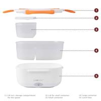 Clatronic LB 3719 263890 Elektrische lunchbox Wit, Oranje - thumbnail